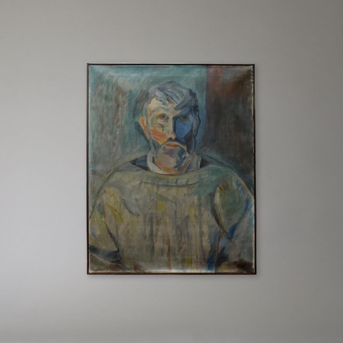 Peinture à l'huile européenne d'un artiste. Milieu du 20e siècle. Pièce impressionniste aux teintes sombres et bleues. Non signé et sans titre.

Huile sur toile. Europe, vers le milieu du XXe siècle.
