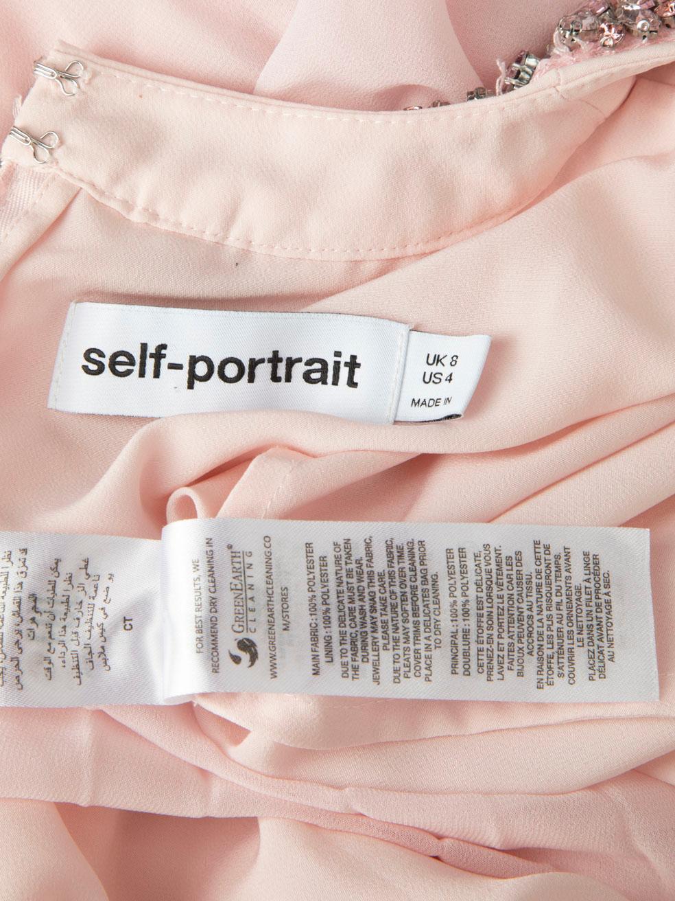 Self-Portrait Pink Chiffon Cape Midi Dress Size S 5