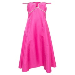 Self-Portrait Pink Jacquard Rhinestone-Embellished Midi Dress L