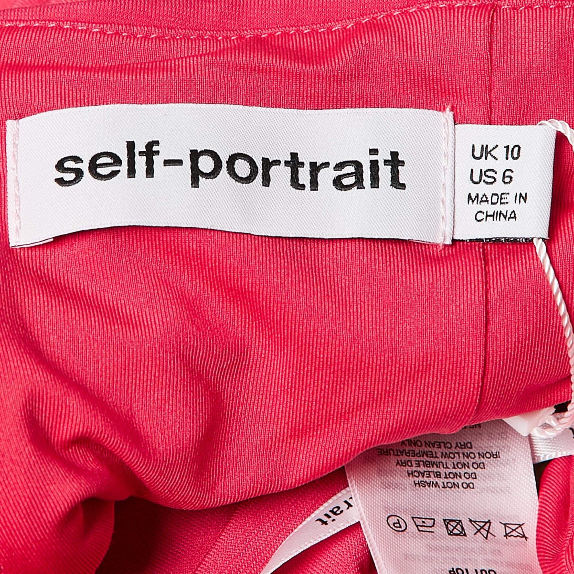 Women's Self-Portrait Pink Jersey Cut-Out Ruched Top M For Sale