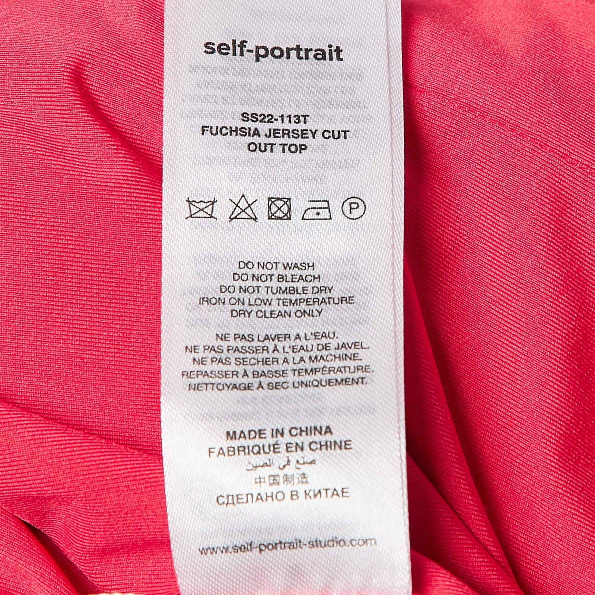 Self-Portrait Pink Jersey Cut-Out Ruched Top M For Sale 3