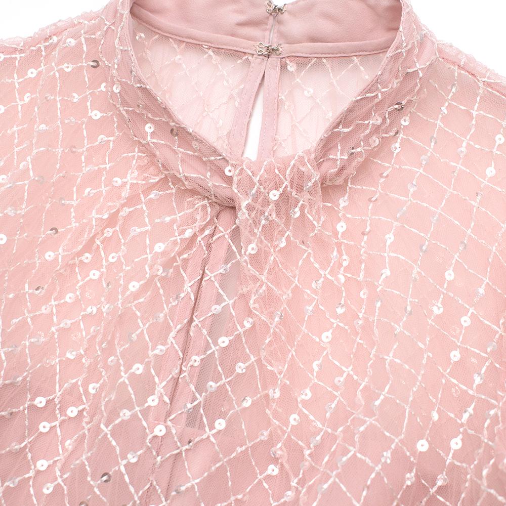Beige Self-Portrait Pink Lace Gown XS 8