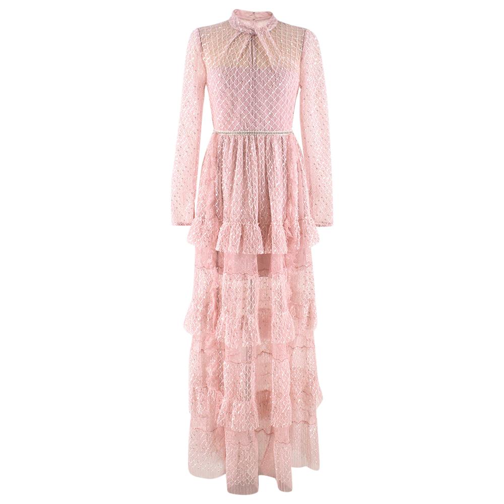 Self-Portrait Pink Lace Gown XS 8