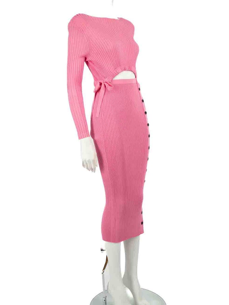 Self-Portrait Pink Ribbed Knit Cut Out Midi Dress Size S at 1stDibs