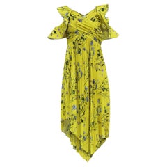 „Self-Portrait“ Midi-Kleid mit Plissee und Blumenmuster aus gelbem Polyester