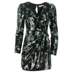 Self-Portrait Printed Sequined Chiffon Mini Dress UK 12