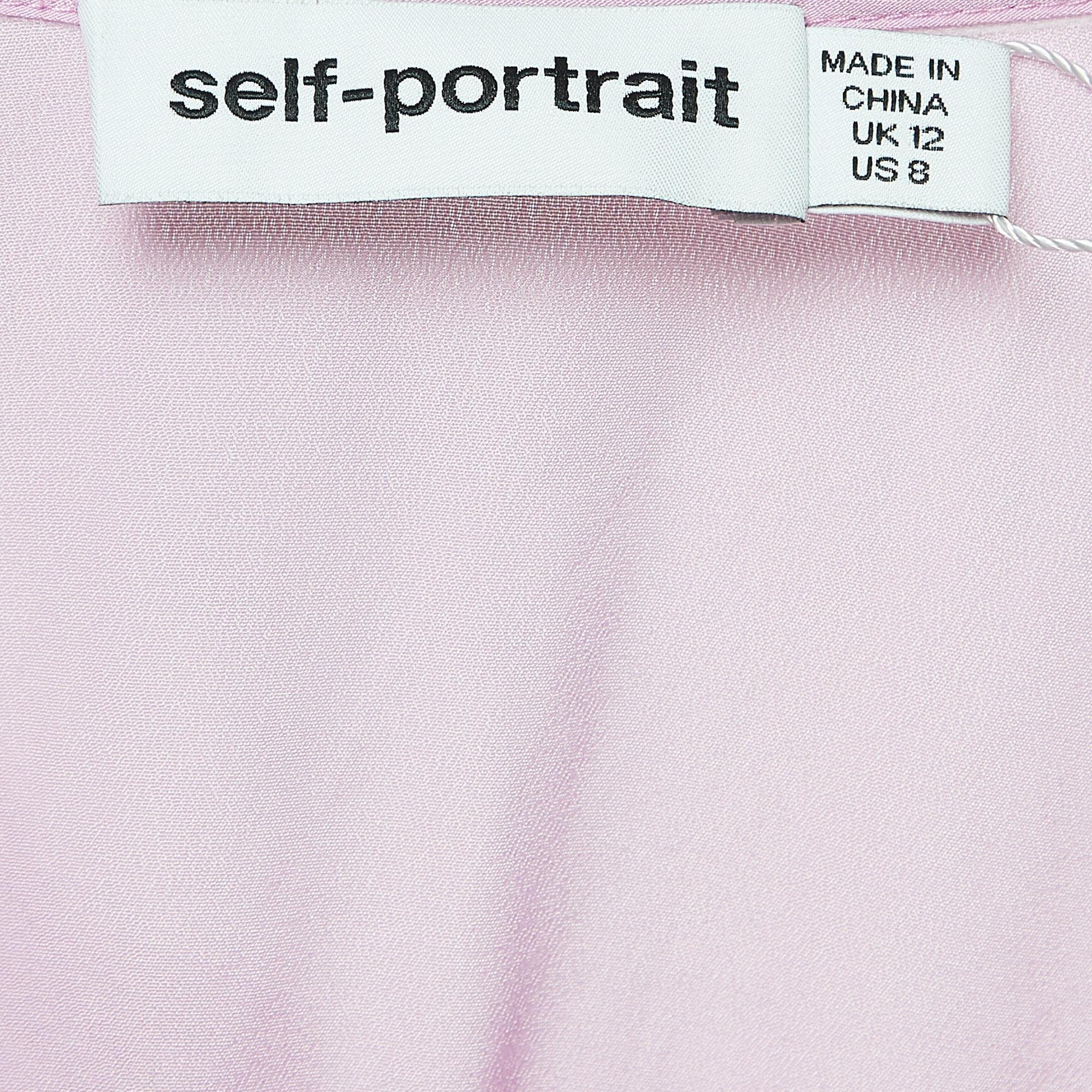 Self-Portrait Purple Embroidered Lace Flared Maxi Dress M 1