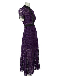 Self-Portrait Purple Lace Collared Midi Dress Size XXS