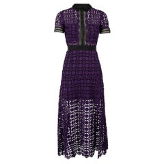Self-Portrait Purple Lace Collared Midi Dress Size XXS