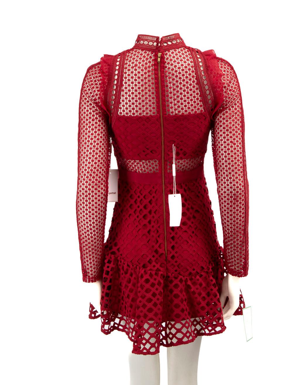 Self-Portrait Raspberry Red Hall Mini Dress Size S In New Condition In London, GB