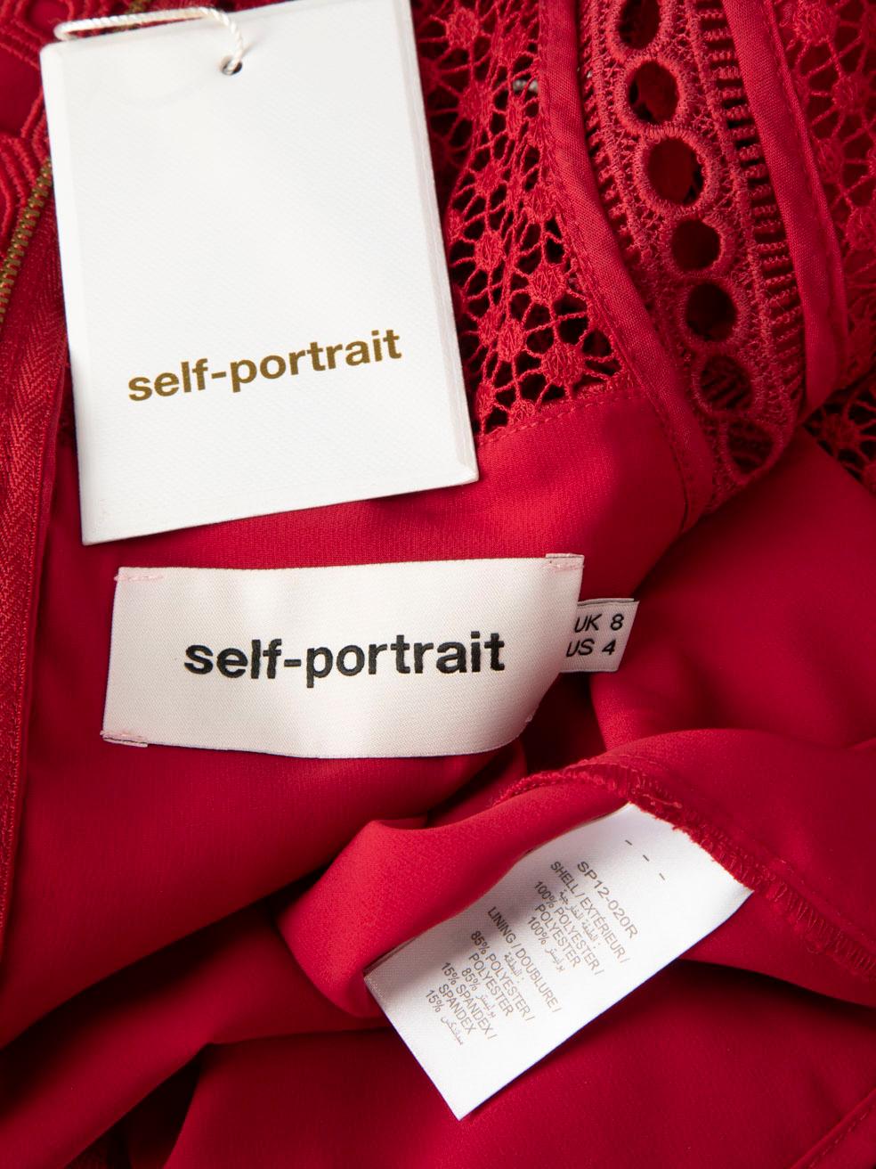 Self-Portrait Raspberry Red Hall Mini Dress Size S 2