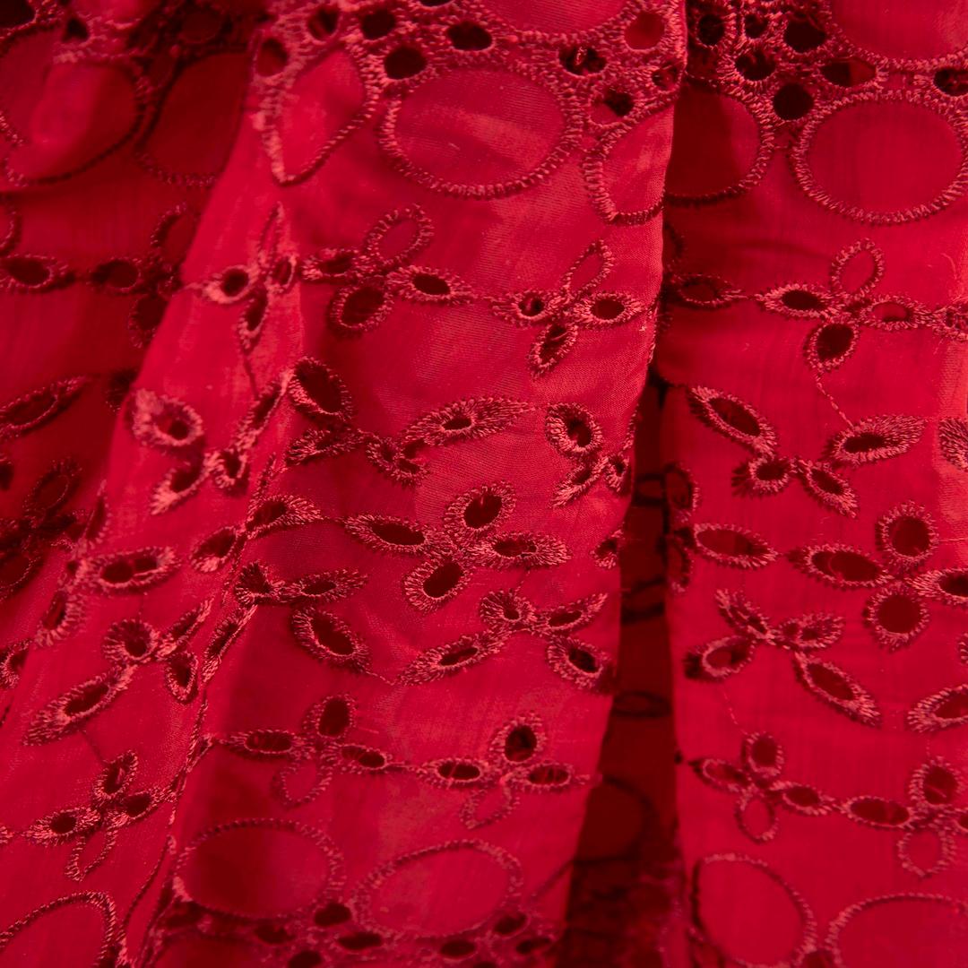 De las mujeres Self-Portrait Vestido Broderie Hombros Fríos Rojo Talla XL en venta