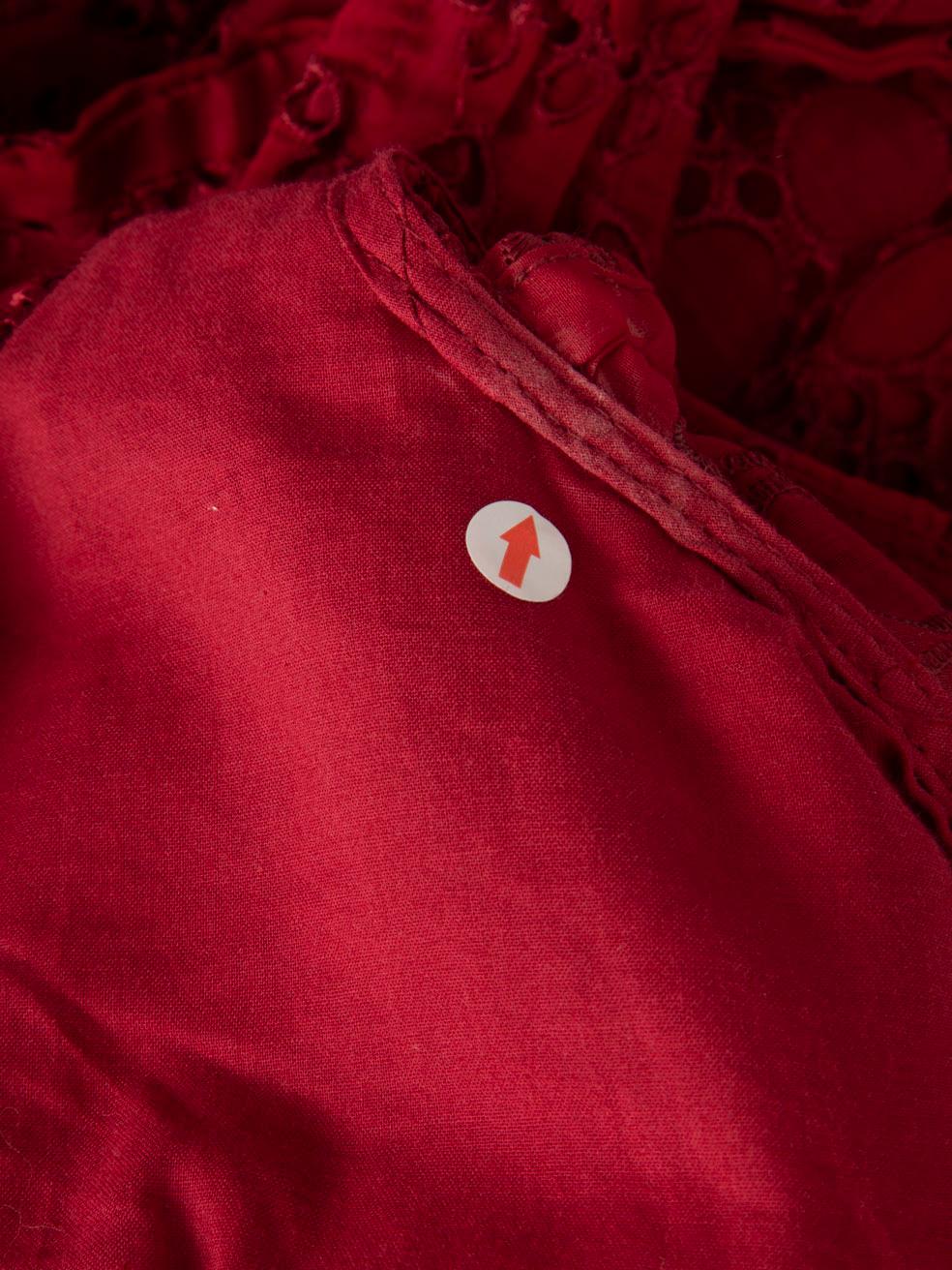 Self-Portrait Vestido Broderie Hombros Fríos Rojo Talla XL en venta 1