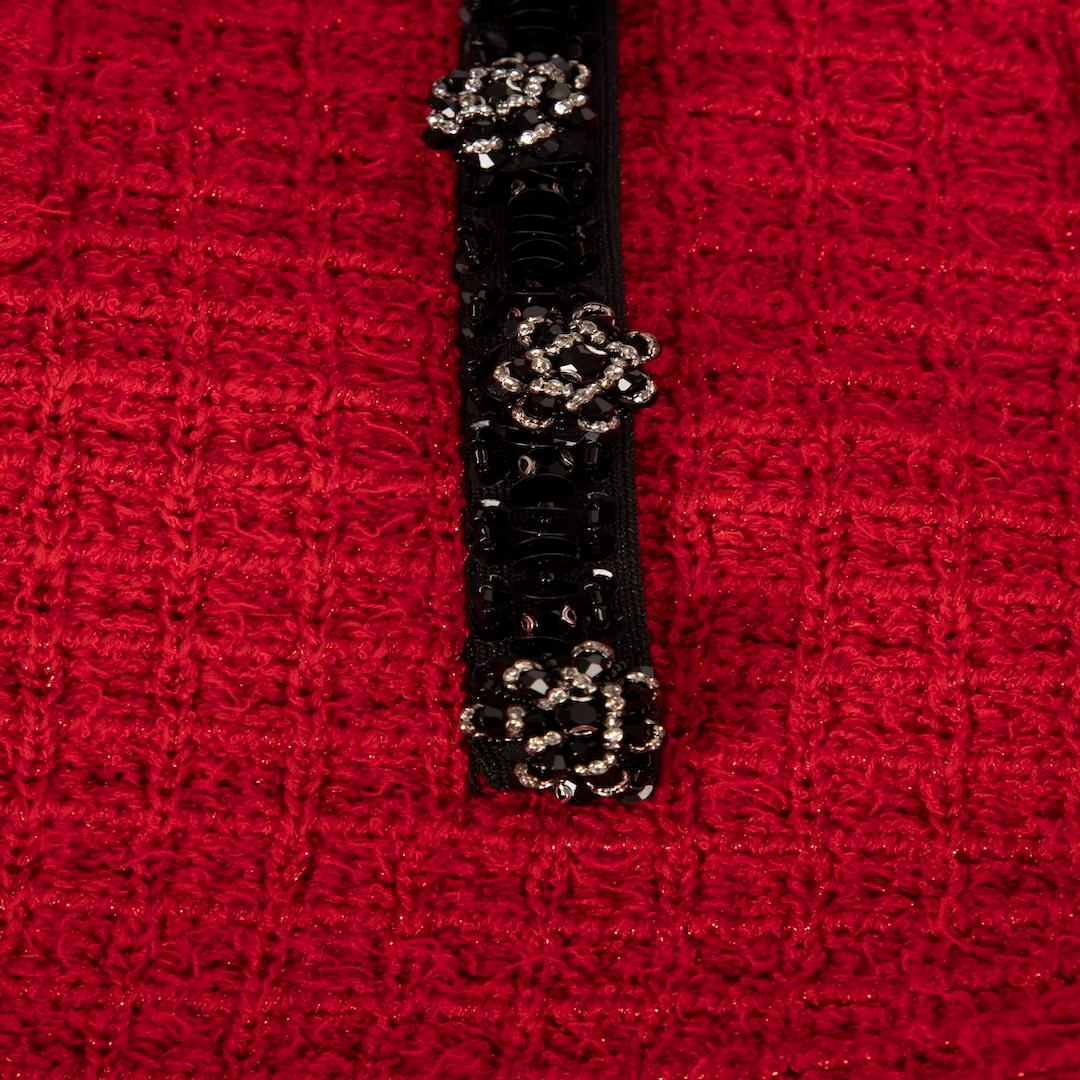 Self-Portrait Rotes kristallverziertes Strickminikleid Größe M im Zustand „Neu“ in London, GB