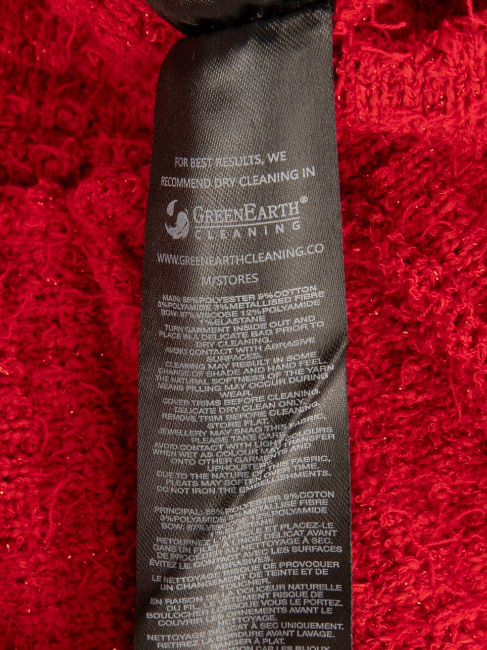 Self-Portrait Rotes kristallverziertes Strickminikleid Größe M 1