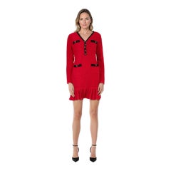 Self-Portrait Red Crystal Embellished Knit Mini Dress Size M
