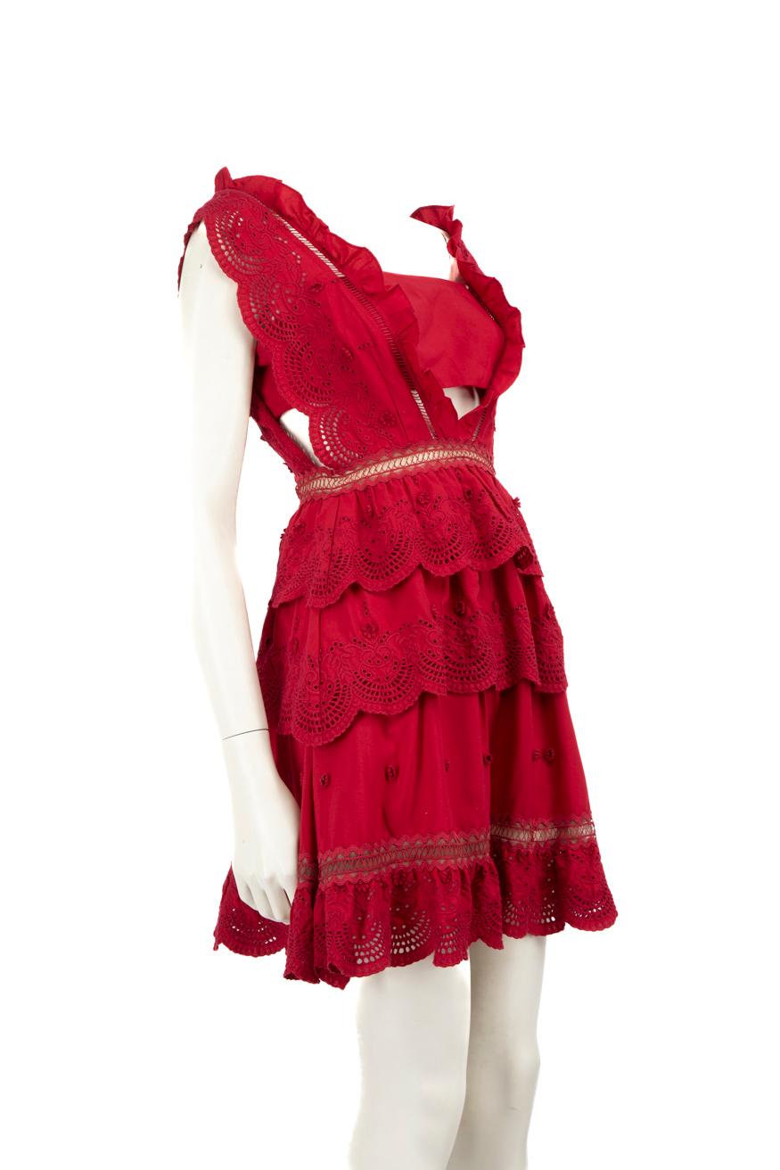 CONDITION is Very good. Minimal wear to dress is evident. Minor signs of pilling on the lower half of the dress, loose threads on the back of the dress near the hem on this used Self-Portrait designer resale item.
 
 
 
 Details
 
 
 Red
 
