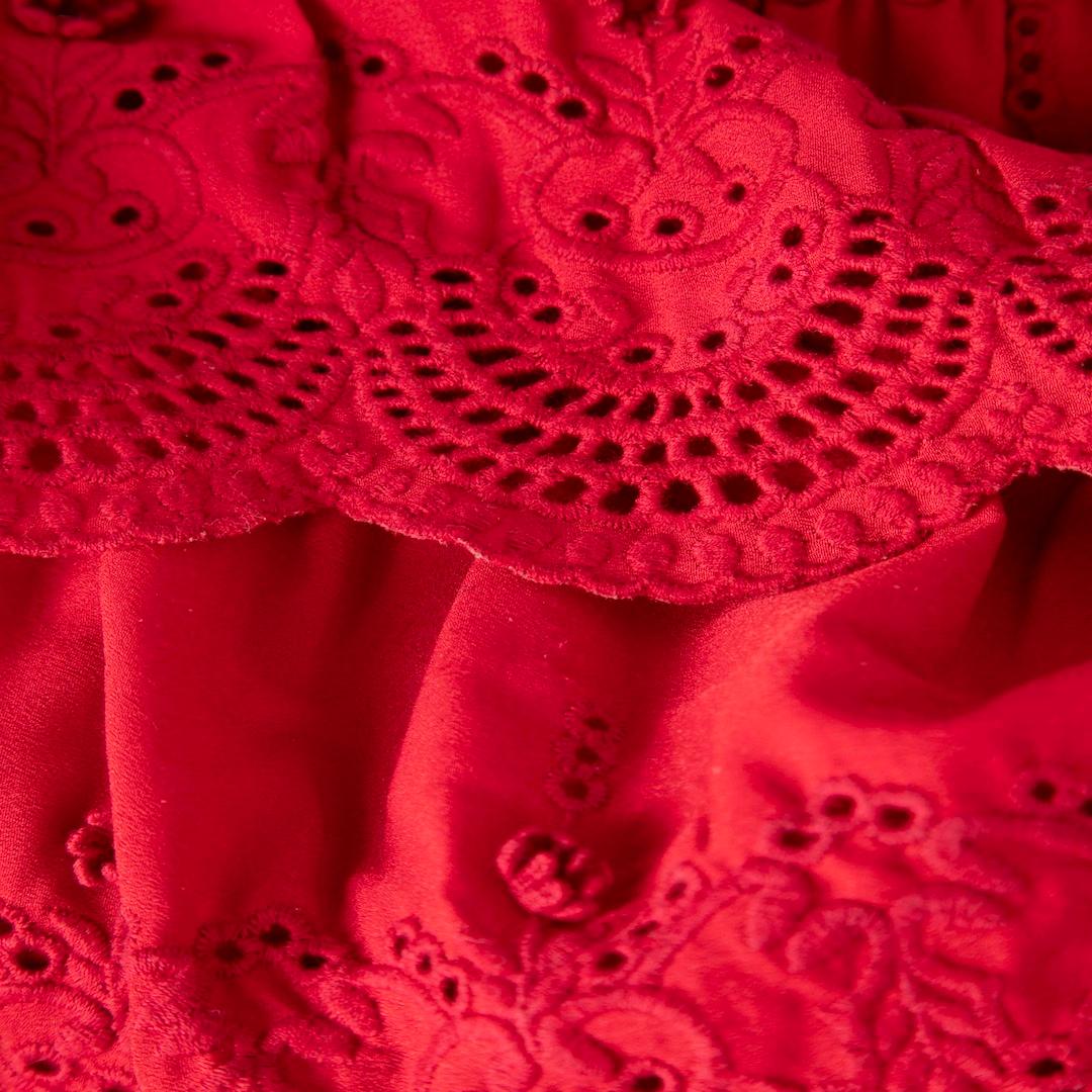 Women's Self-Portrait Red Lace Trim Mini Dress Size XS