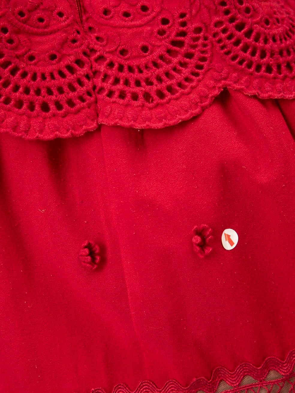 Self-Portrait Red Lace Trim Mini Dress Size XS 3