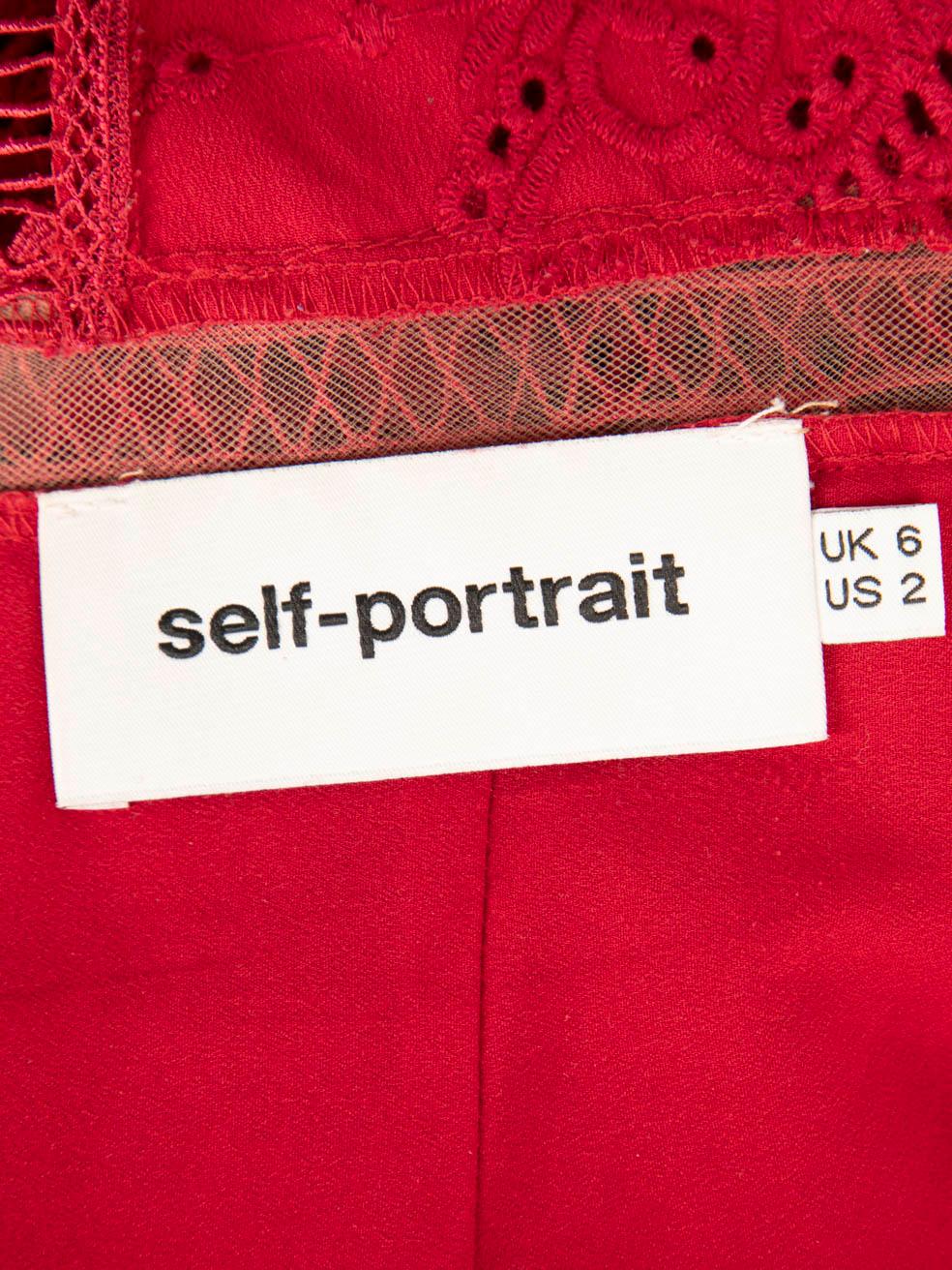 Self-Portrait Red Lace Trim Mini Dress Size XS 4