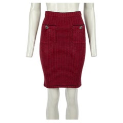 Self-Portrait Red Striped Knitted Mini Skirt Size S