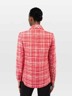 Self-Portrait Red & White Boucle Checkered Jacket Size XXS
