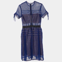 Self-Portrait Royal Blue Lace & Tulle Knee Length Dress S