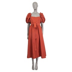 SELF-PORTRAIT rust 2020 TAFFETA BELTED SHORT SLEEVE MIDI Dress 10 S