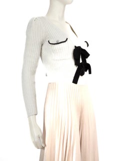 Self-Portrait Silver Metallic Knit Bow Cardigan Size S