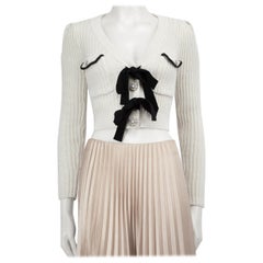 Self-Portrait Silver Metallic Knit Cardigan Taille S