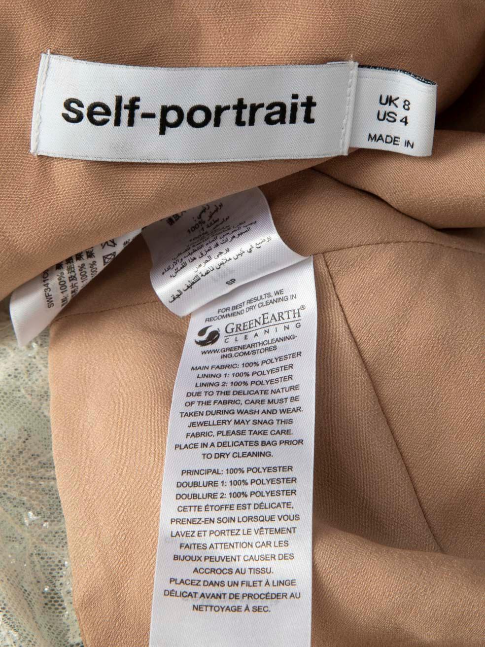 Self-Portrait Silver Sequin Flared Sleeve Top Size S 3