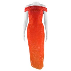 SELF-PORTRAIT Size 0 Orange Pink Polyester Blend ss23-002m-p Ombre Midi Dress