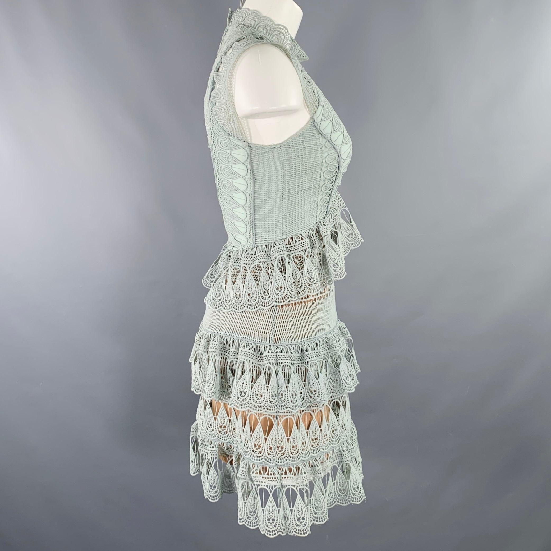 AUTORRETRATO Talla 2 Vestido sin mangas azul salvia poliéster algodón Gris en venta