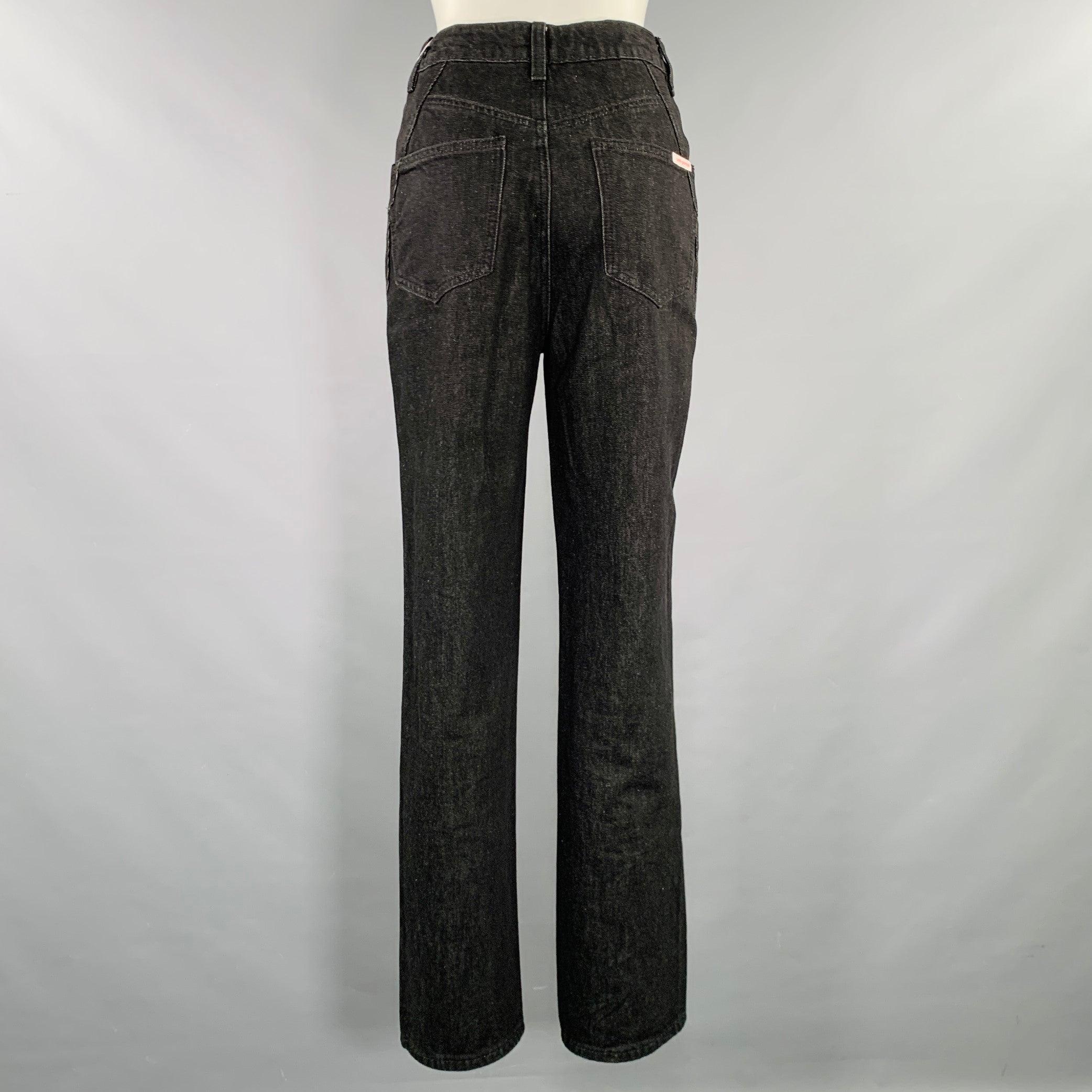 SELF-PORTRAIT jeans
in a black cotton woven fabric featuring a five pockets style, straight leg, and zip fly closure. Excellent Pre-Owned Condition. 

Marked:   26/32 

Measurements: 
  Waist: 26 inches Rise: 10.5 inches Inseam: 32 inches 
  
  
