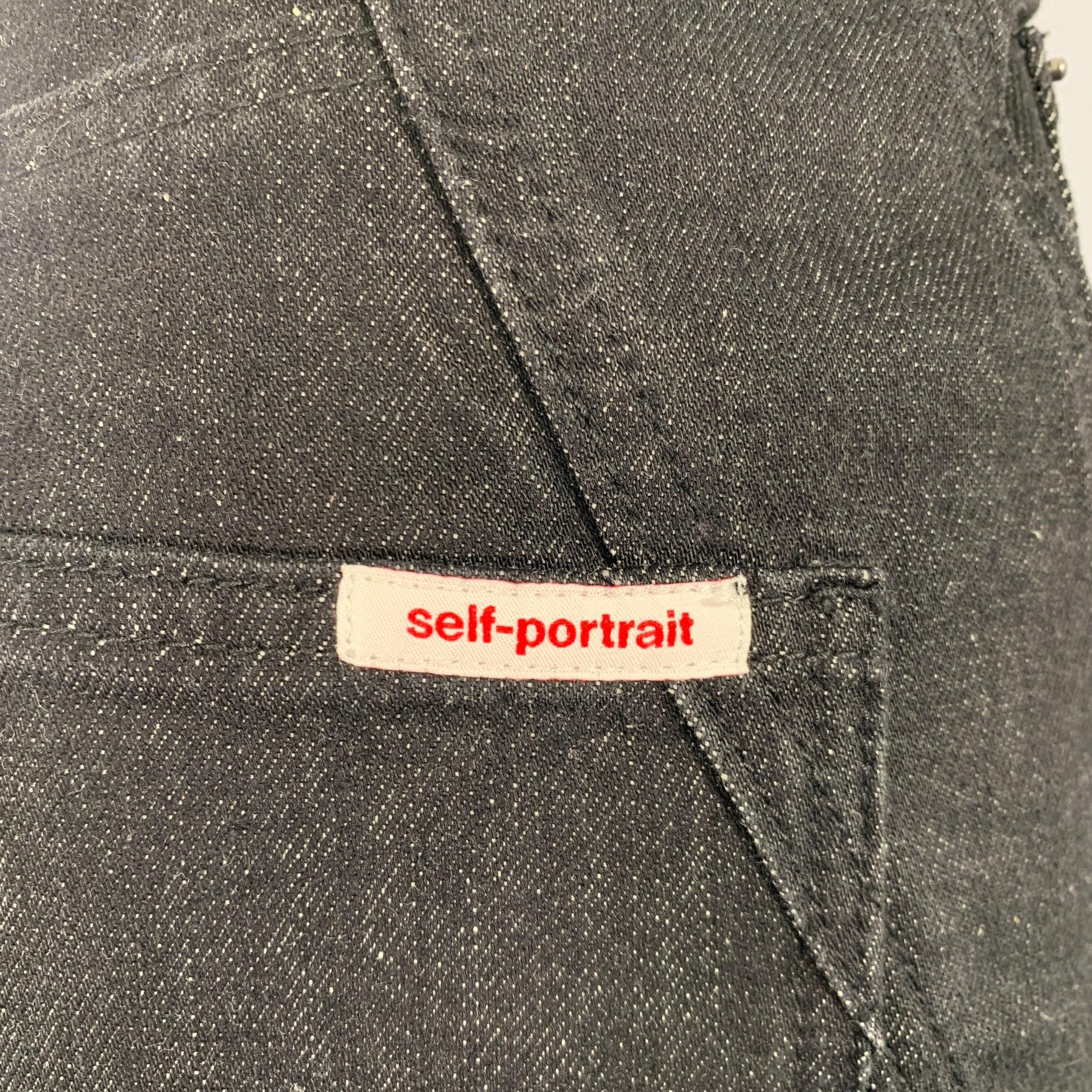 SELF-PORTRAIT Size 26 Black Cotton Five Pockets Jeans In Excellent Condition For Sale In San Francisco, CA