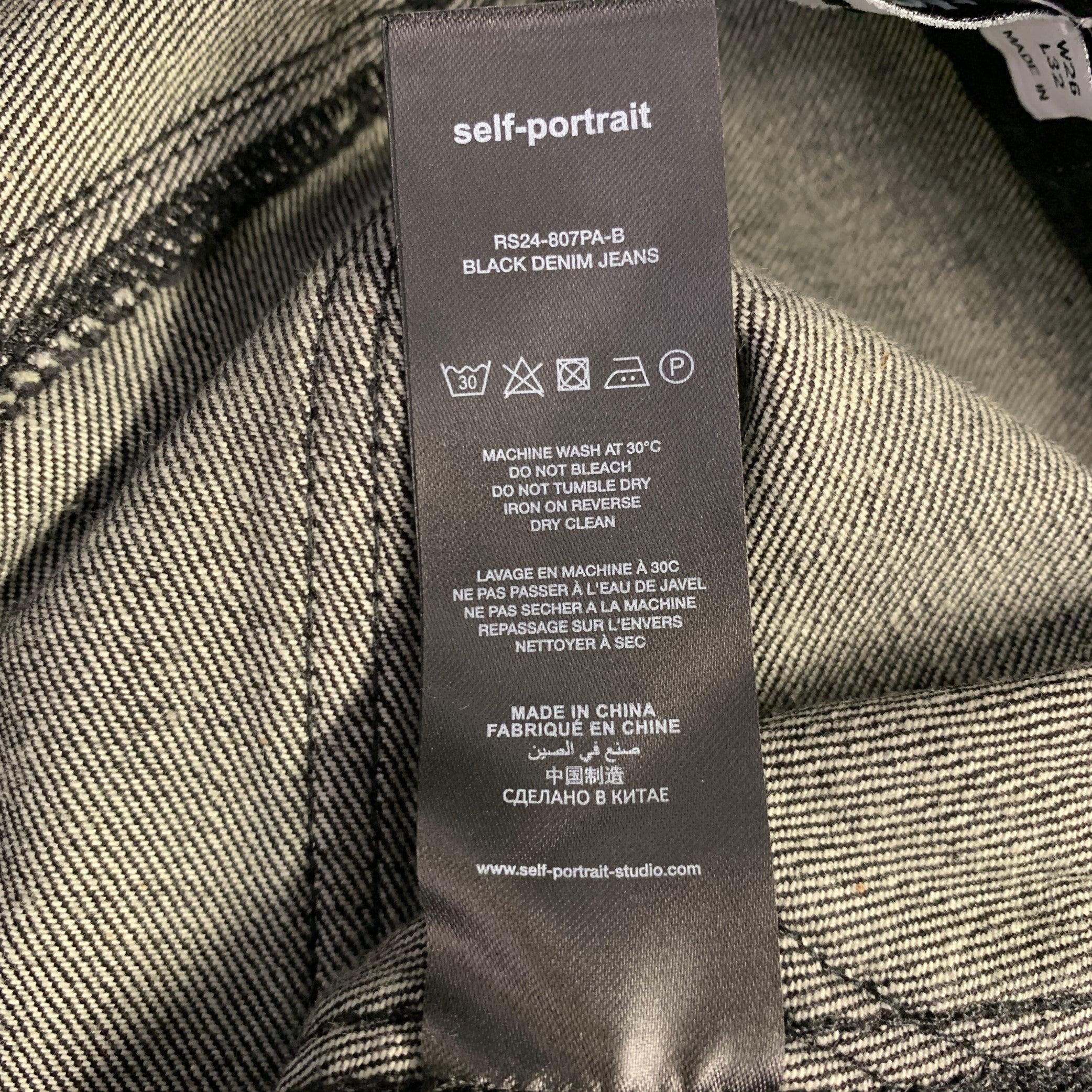 SELF-PORTRAIT Size 26 Black Cotton Five Pockets Jeans For Sale 1
