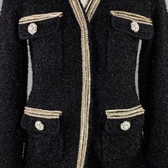 SELF-PORTRAIT Size S Black Silver White Polyamide Blend Knit Cardigan