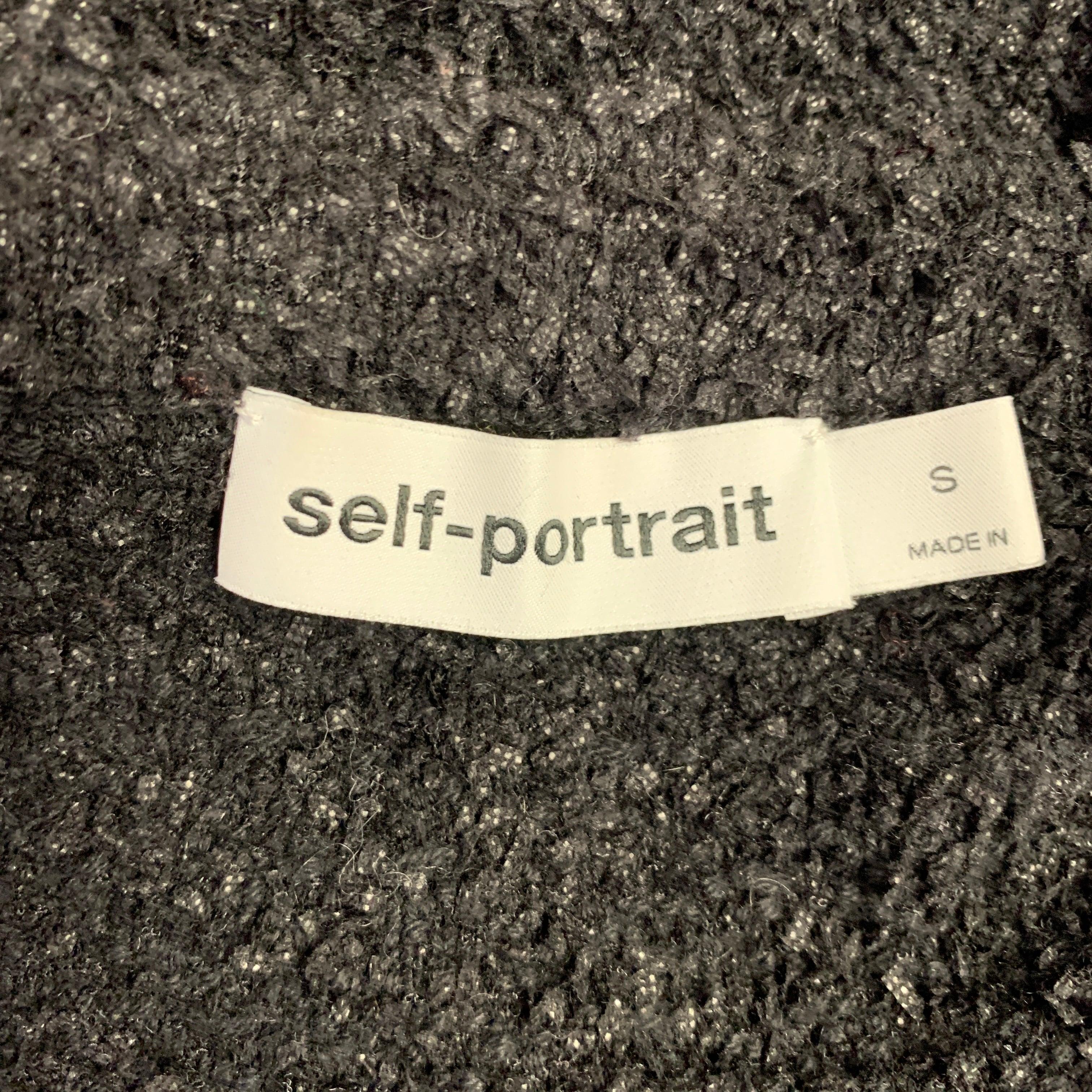 SELF-PORTRAIT Size S Black Silver White Polyamide Blend Knit Cardigan For Sale 1