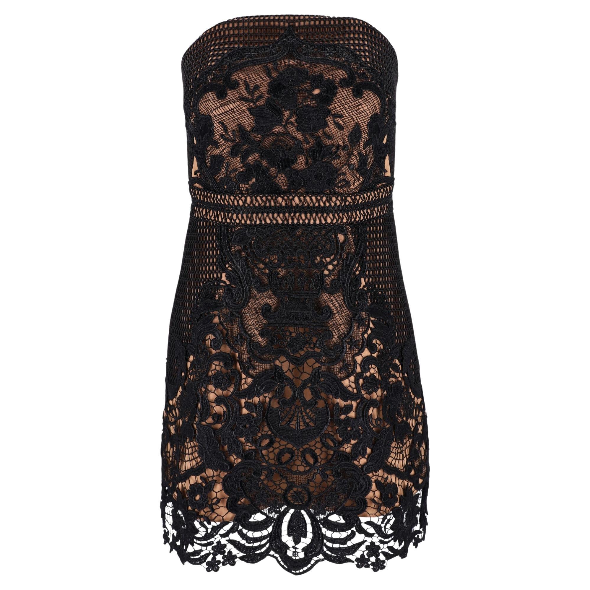 Self-Portrait Strapless Guipure Lace Mini Dress For Sale