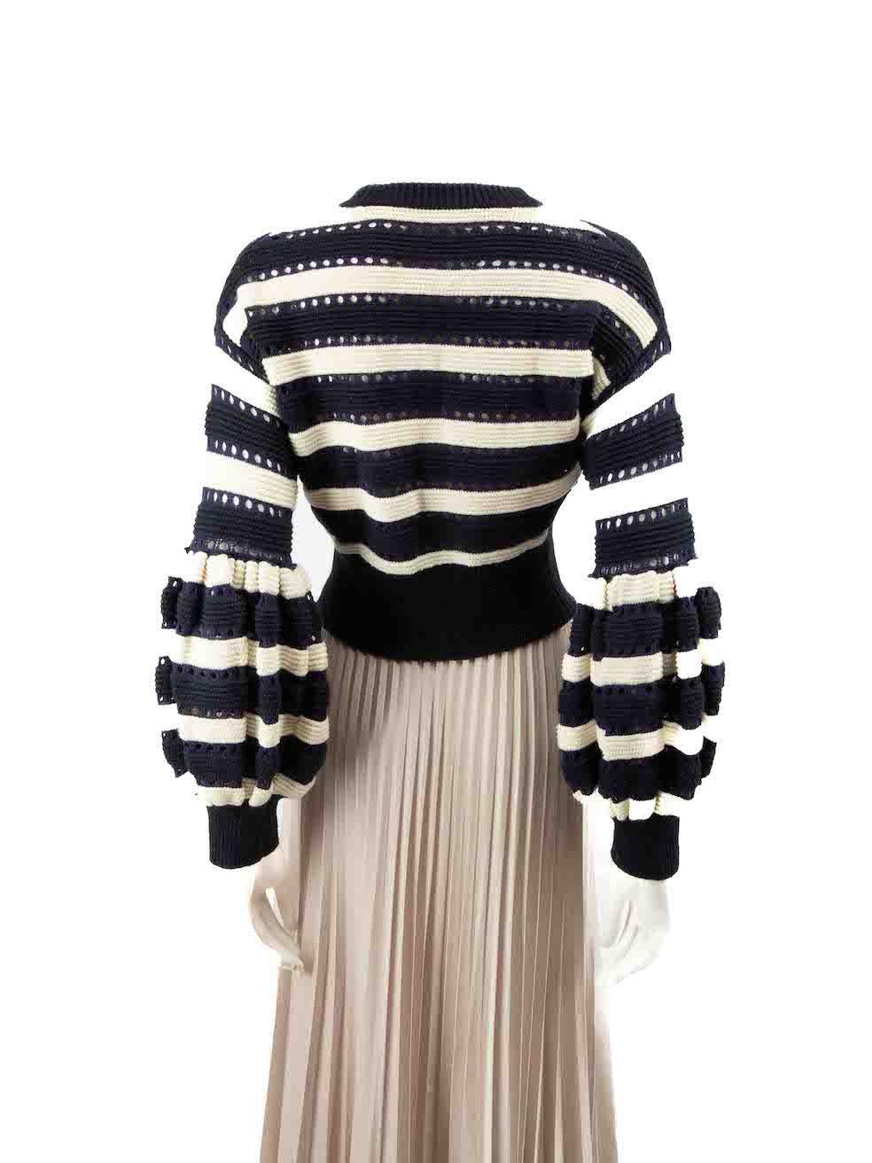 Self-Portrait Stripe Knit Cropped Sweater Size S In Good Condition For Sale In London, GB