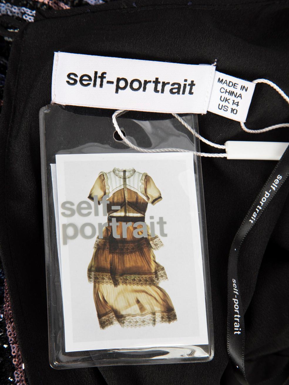 Self-Portrait Striped Metallic Sequinned Mini Dress Size XL For Sale 1