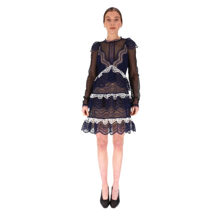 Self-Portrait Tiered Guipure Lace Dress For Sale at 1stDibs Self-Portrait Tiered Guipure Lace Dress For Sale at 1stDibs