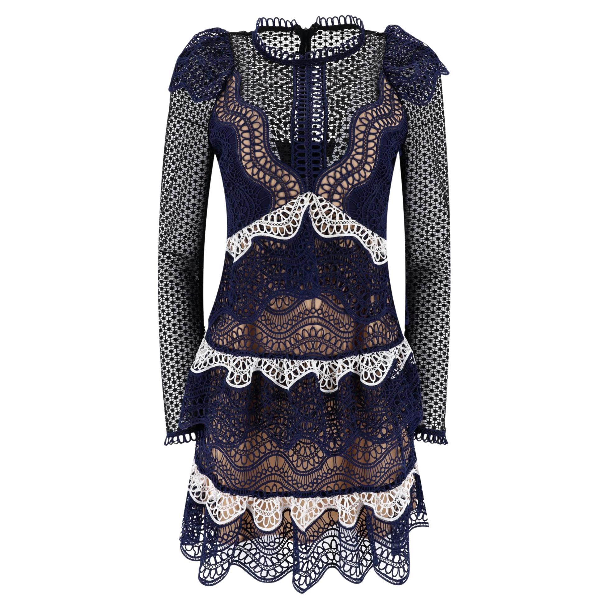 Self-Portrait Tiered Guipure Lace Dress For Sale