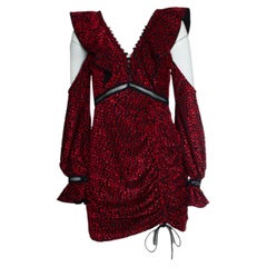 Self portrait, V neck frill mini dress in red