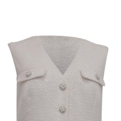 Self-Portrait V-Neck Tweed Mini Dress in White Polyester