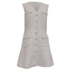 Self-Portrait V-Neck Tweed Mini Dress in White Polyester