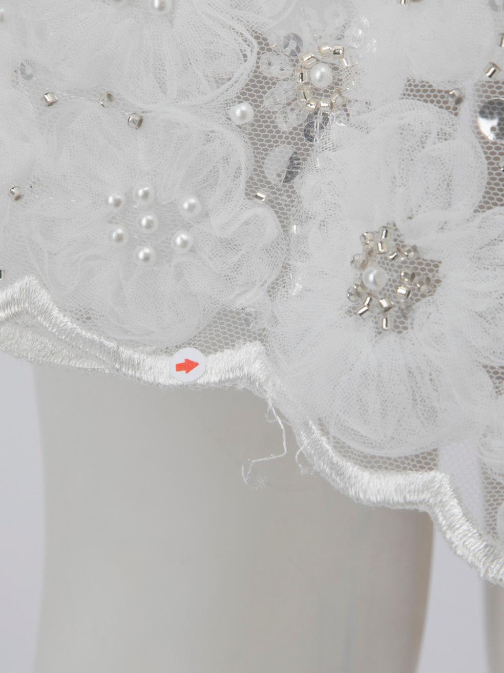 De las mujeres Self-Portrait Mini Vestido Bandeau Blanco de Lentejuelas y Cuentas Talla S