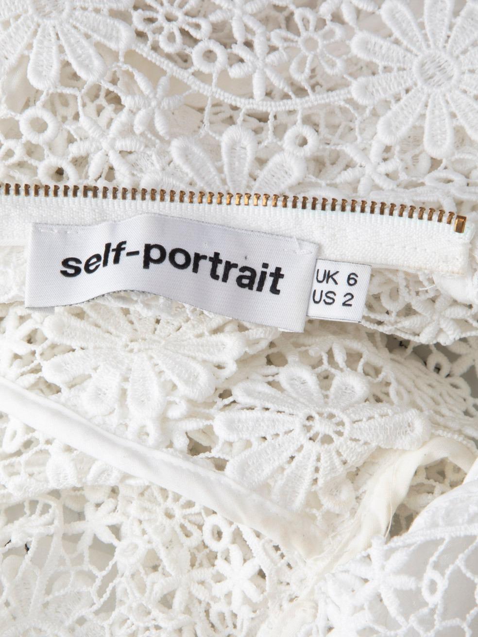 Self-Portrait White Broderie Anglaise Sheer Blouse Size XS For Sale 2