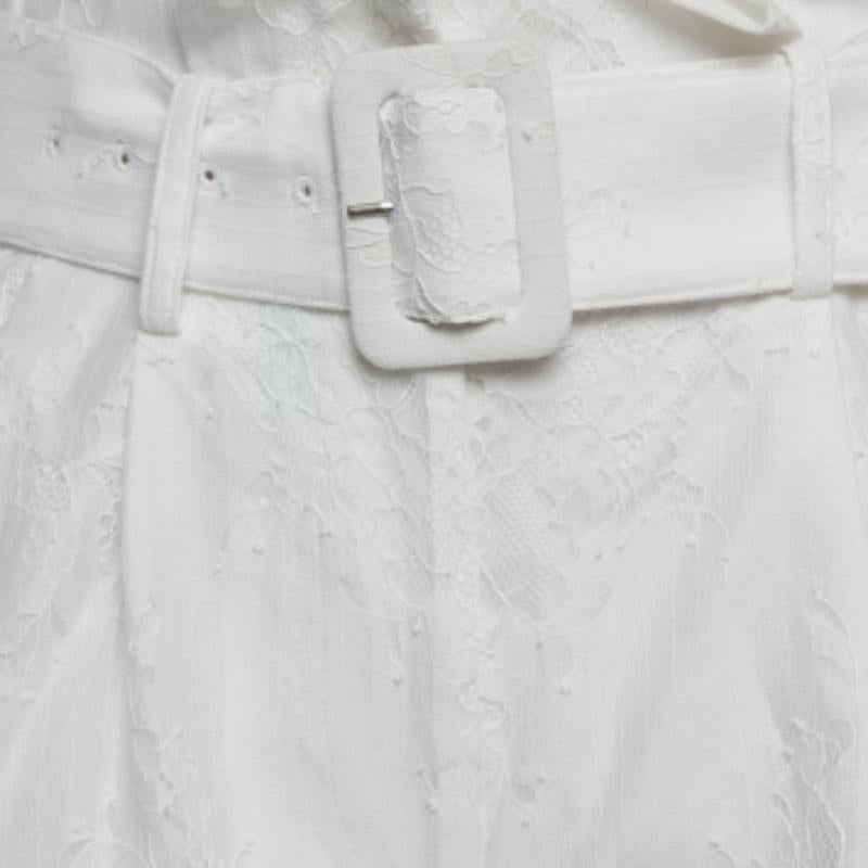 Grigio Self-Portrait White Pantaloncini con cintura in cotone ricamato S.S. White in vendita