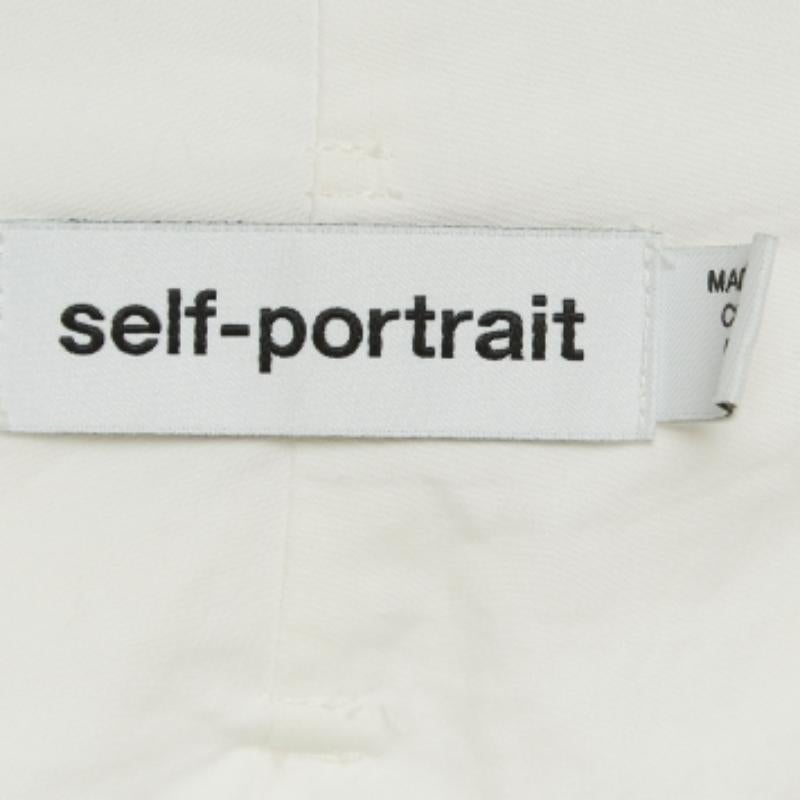 Donna Self-Portrait White Pantaloncini con cintura in cotone ricamato S.S. White in vendita